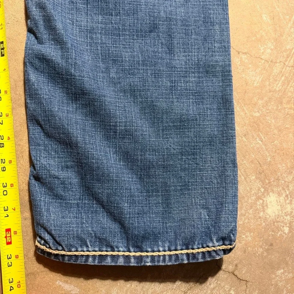 True Religion Straight Super T Rope Stitch Jeans Blue Baggy Y2K Mens 38x33